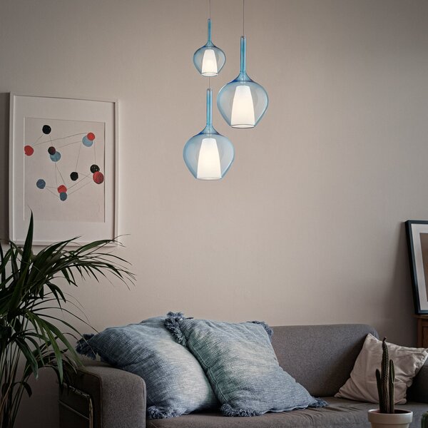 IDEAL LUX Ιδανική κρεμαστή λάμπα Lux Kalique 1, μπλε, Ø 18 cm, πλαστικό, ρυθμιζόμενος, Μπλε, Σαλόνι / τραπεζαρία, Πλαστικό, σύγχρονο