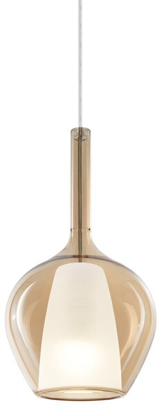 IDEAL LUX Ideal Lux Κρεμαστή λάμπα Kalique 1, κεχριμπαρένια, Ø 18 cm, ρυθμιζόμενος, Μπεζ, Σαλόνι / τραπεζαρία, Πλαστικό, σύγχρονο