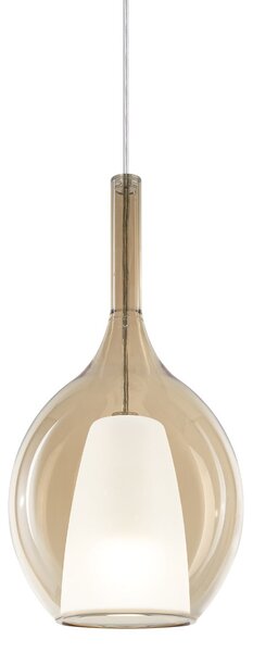 IDEAL LUX Ιδανική κρεμαστή λάμπα Ideal Lux Kalique 2, κεχριμπαρένια, Ø 18 cm, ρυθμιζόμενος, Μπεζ, Σαλόνι / τραπεζαρία, Πλαστικό, σύγχρονο
