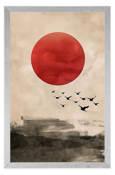 Αφίσα japandi μαγεία του κόκκινου φεγγαριού