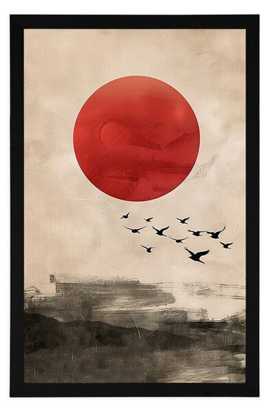 Αφίσα japandi μαγεία του κόκκινου φεγγαριού