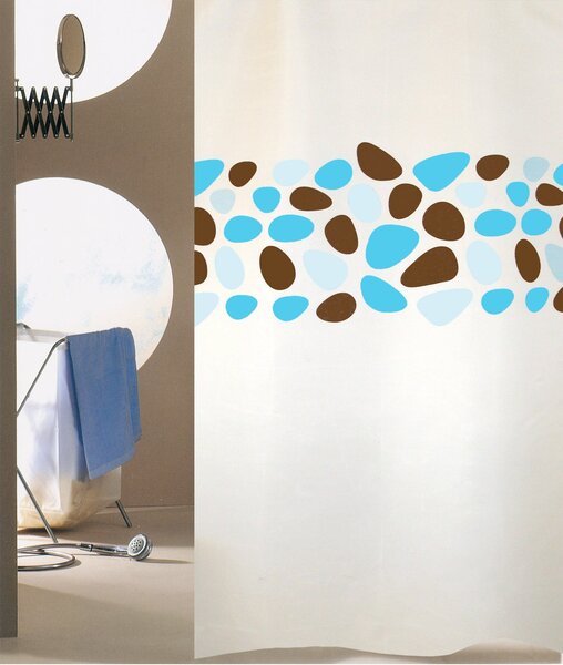 Κουρτίνα Μπάνιου (180x200) Με Κρίκους San Lorentzo Pebbles Turquoise