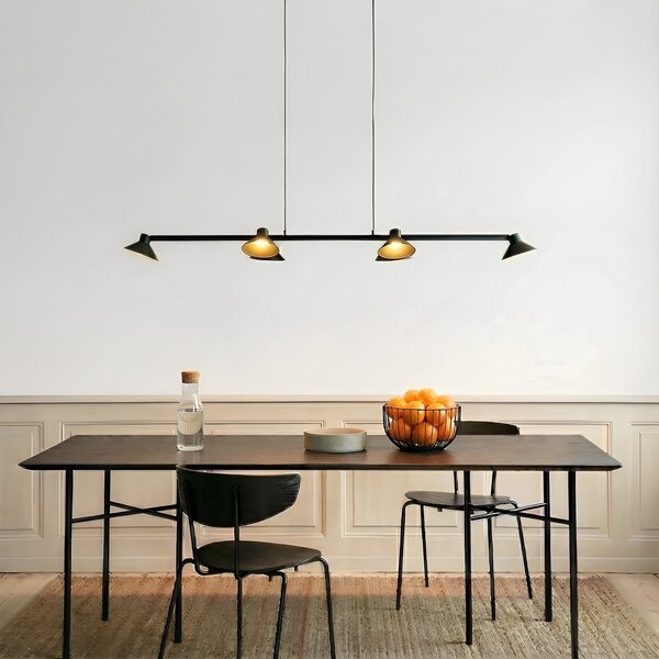 Lucande LED κρεμαστή λάμπα Steve, μαύρη, 113 cm 6 φώτα, ρυθμιζόμενη ένταση, ρυθμιζόμενος, Μαύρο, Σαλόνι / τραπεζαρία, Μέταλλο, σύγχρονο