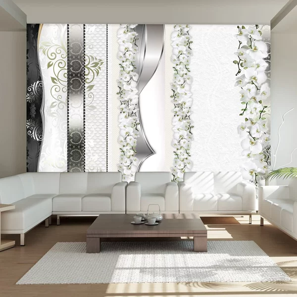 Φωτοταπετσαρία συνοδεία ορχιδέων - Parade of orchids in shades of gray