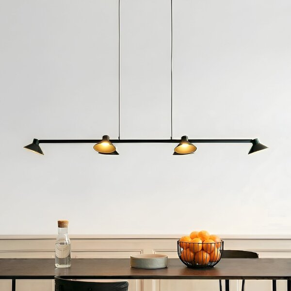 Lucande LED κρεμαστή λάμπα Steve, μαύρη, 113 cm 6 φώτα, ρυθμιζόμενη ένταση, ρυθμιζόμενος, Μαύρο, Σαλόνι / τραπεζαρία, Μέταλλο, σύγχρονο