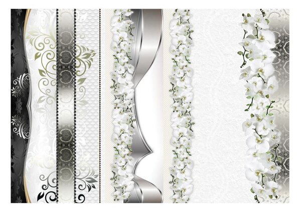 Φωτοταπετσαρία συνοδεία ορχιδέων - Parade of orchids in shades of gray