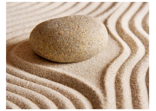 Φωτοταπετσαρία πέτρα στην άμμο - Zen stone