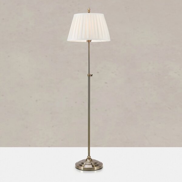Markslöjd Λάμπα δαπέδου Oxford, χρώμα ορείχαλκου, ύψος 155 cm, μέταλλο/ύφασμα, Χρυσό / Ορείχαλκου, Σαλόνι / τραπεζαρία, Ύφασμα / Κλωστοϋφαντουργία
