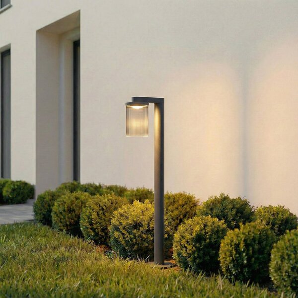 Lucande LED φωτιστικό διαδρόμου Beelia, ανθρακί, 90 cm, ραβδωτό, Μαύρο, Αλουμίνιο, σύγχρονο