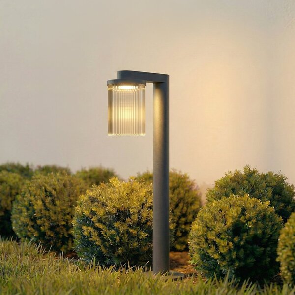 Lucande LED φωτιστικό διαδρόμου Beelia, ανθρακί, 60 cm, ραβδωτό, Μαύρο, Αλουμίνιο, σύγχρονο