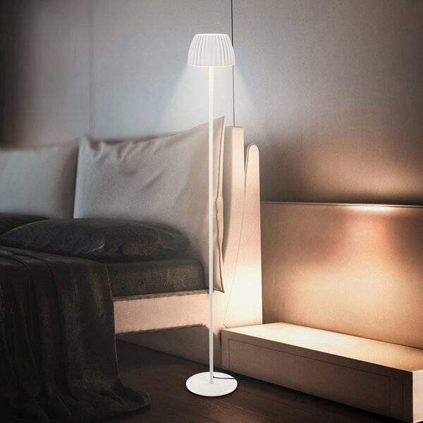 Briloner Λάμπα δαπέδου LED Loca, παλαιό λευκό, ύψος 123 cm, πλαστικό/μέταλλο, ρυθμιζόμενος, Λευκό, Σαλόνι / τραπεζαρία, Μέταλλο, σύγχρονο