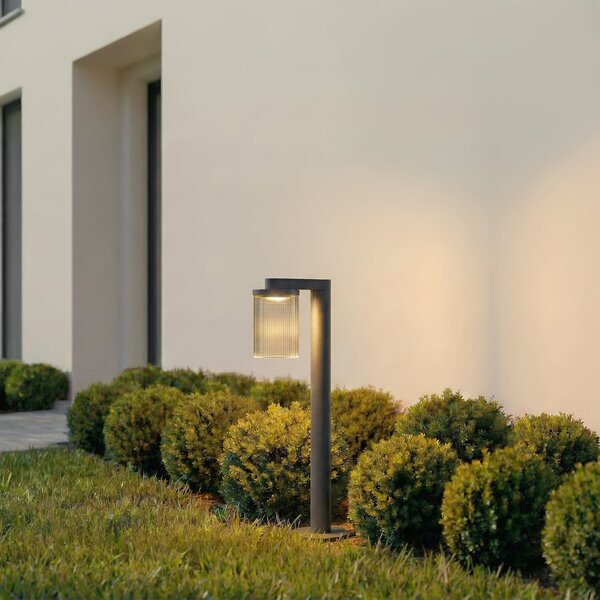 Lucande LED φωτιστικό διαδρόμου Beelia, ανθρακί, 60 cm, ραβδωτό, Μαύρο, Αλουμίνιο, σύγχρονο