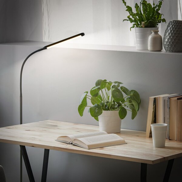 Briloner Λάμπα δαπέδου LED Mura, μαύρη, ύψος 170 cm, μεταλλικός ρυθμιστής έντασης με αφή, ρυθμιζόμενος, Μαύρο, Σαλόνι / τραπεζαρία, Πλαστικό, σύγχρονο