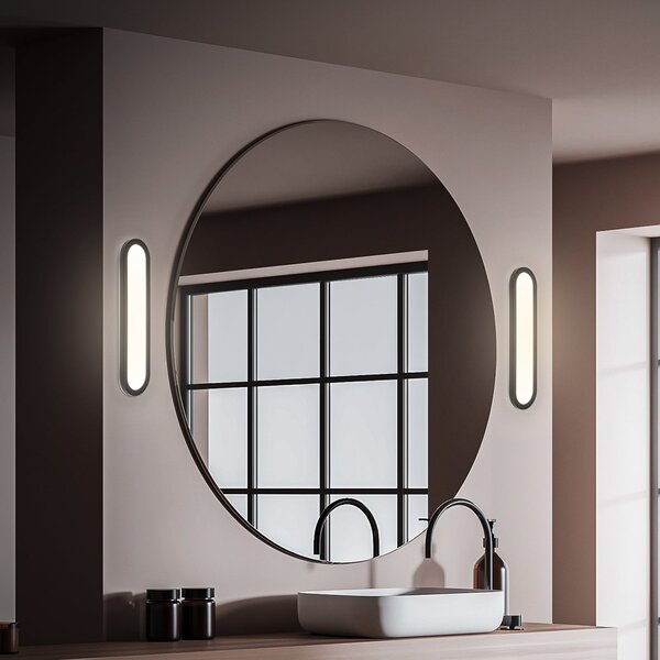 Briloner LED φωτιστικό τοίχου μπάνιου Pil, μαύρο, πλάτος 35 cm, πλαστικό, Μαύρο, Μπάνιο, Πλαστικό, σύγχρονο