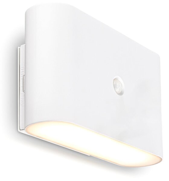Briloner LED-Akku-Wandlampe Chat, λευκό, 16 cm, πλαστικό, αισθητήρας, Λευκό, Σαλόνι / τραπεζαρία, Πλαστικό, σύγχρονο, Γωνιακός τοίχος