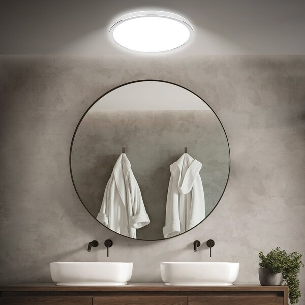 Briloner LED φωτιστικό οροφής μπάνιου Pulap, Ø 42 cm, χρώμα χρώμιο/λευκό μέταλλο, Μεταλλικό, Μπάνιο, Μέταλλο, σύγχρονο
