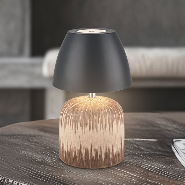 Briloner LED-Akku-Τραπεζοκαθιστικό Brilo unplugged Cera, ανθρακί, 22 cm, ρυθμιζόμενος, Ξύλου, Κεραμικό υλικό, σύγχρονο