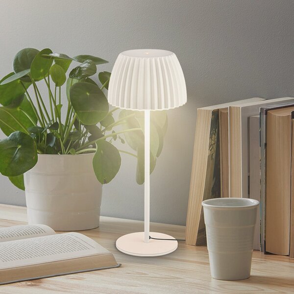 Briloner LED επιτραπέζια λάμπα Loca, παλαιό λευκό, ύψος 36 cm, μέταλλο/πλαστικό, ρυθμιζόμενος, Λευκό, Σαλόνι / τραπεζαρία, Μέταλλο, σύγχρονο