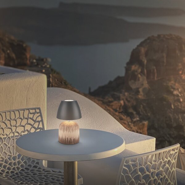 Briloner LED-Akku-Τραπεζοκαθιστικό Brilo unplugged Cera, ανθρακί, 22 cm, ρυθμιζόμενος, Ξύλου, Κεραμικό υλικό, σύγχρονο