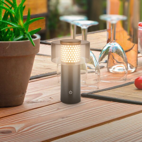 Briloner LED επιτραπέζια λάμπα με μπαταρία Brilo unplugged Gila, χρυσό/μαύρο 21 cm, ρυθμιζόμενος, Μαύρο, Μέταλλο, σύγχρονο