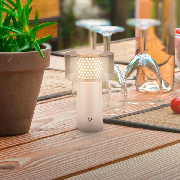 Briloner LED-Φωτιστικό με μπαταρία Brilo unplugged Gila, ανθρακί/μπεζ 21 cm, ρυθμιζόμενος, Μπεζ, Μέταλλο, σύγχρονο