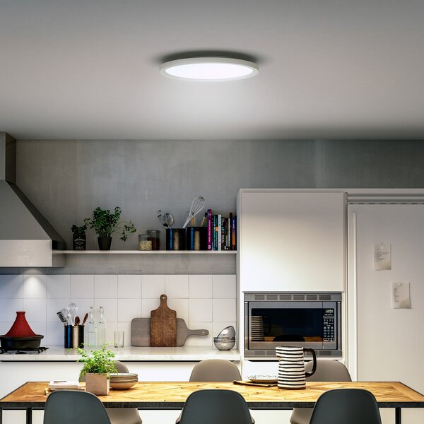 Philips Hue LED φωτιστικό οροφής White Ambiance Aurelle, Ø 40 cm, ρυθμιζόμενος, Λευκό, Σαλόνι / τραπεζαρία, Μέταλλο, σύγχρονο