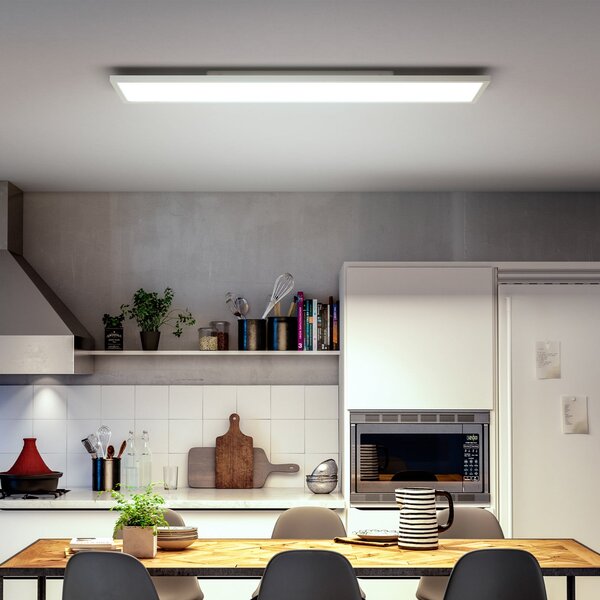 Philips Hue LED Panel White Ambiance Aurelle, 120x30cm, λευκό, ρυθμιζόμενος, Λευκό, Σαλόνι / τραπεζαρία, Μέταλλο, σύγχρονο