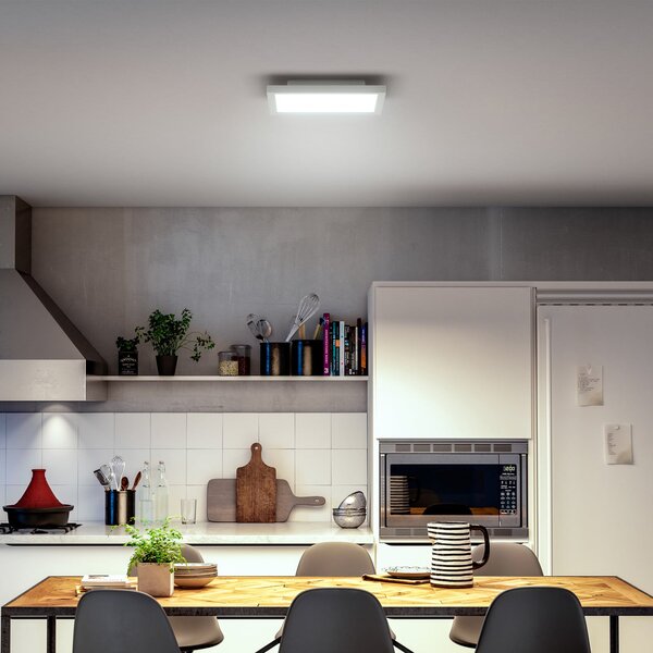 Philips Hue LED Panel White Ambiance Aurelle, 30x30cm, λευκό, ρυθμιζόμενος, Λευκό, Σαλόνι / τραπεζαρία, Μέταλλο, σύγχρονο