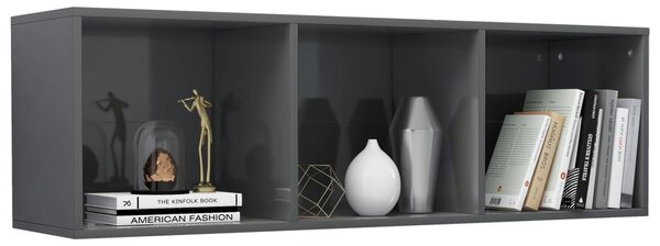 VidaXL Βιβλιοθήκη/Έπιπλο TV Γυαλιστερό Γκρι 36x30x114 εκ. Επεξ. Ξύλο