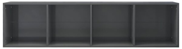 VidaXL Βιβλιοθήκη/Έπιπλο TV Γυαλιστερό Γκρι 36x30x143 εκ. Μοριοσανίδα