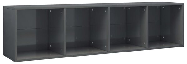 VidaXL Βιβλιοθήκη/Έπιπλο TV Γυαλιστερό Γκρι 36x30x143 εκ. Μοριοσανίδα