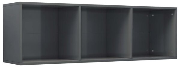 VidaXL Βιβλιοθήκη/Έπιπλο TV Γυαλιστερό Γκρι 36x30x114 εκ. Επεξ. Ξύλο