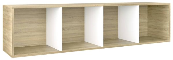 VidaXL Βιβλιοθήκη/Έπιπλο TV Λευκό/Sonoma Δρυς 36x30x143 εκ Επεξ. Ξύλο