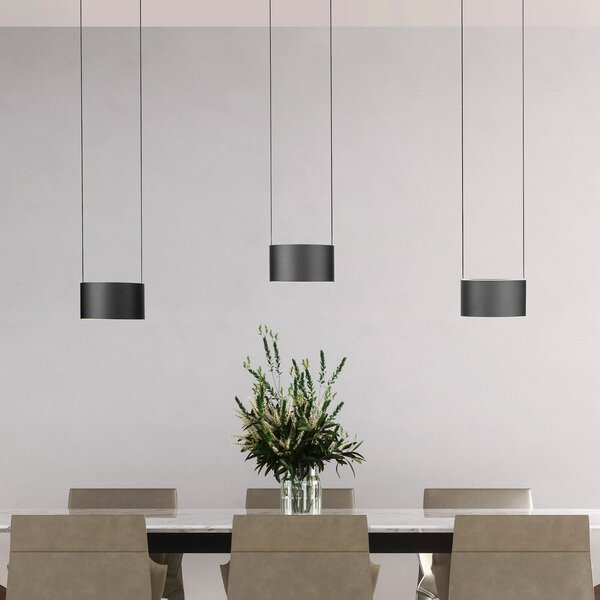 PURE LED κρεμαστή λάμπα Clipse, γκρι, μήκος 110 cm, CTT, 6 φτερά., ρυθμιζόμενος, Γκρι, Σαλόνι / τραπεζαρία, Μέταλλο, σύγχρονο