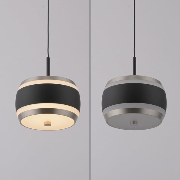 PURE Κρεμαστό φωτιστικό LED Falling Rings, μαύρο, Ø 13 cm, CCT, ρυθμιζόμενος, Μαύρο, Σαλόνι / τραπεζαρία, Μέταλλο, σύγχρονο