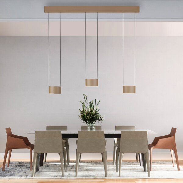 PURE Κρεμαστό φωτιστικό LED Clipse, χάλκινο, μήκος 110 εκ., CCT, 6 λαμπτήρες, ρυθμιζόμενος, Μπρούτζινο / Αντικέ ορείχαλκου, Σαλόνι / τραπεζαρία, Μέταλλο, σύγχρονο