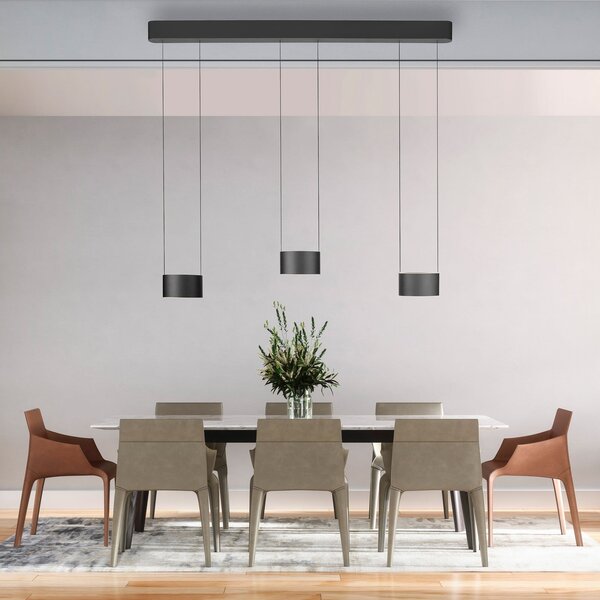 PURE LED κρεμαστή λάμπα Clipse, γκρι, μήκος 110 cm, CTT, 6 φτερά., ρυθμιζόμενος, Γκρι, Σαλόνι / τραπεζαρία, Μέταλλο, σύγχρονο