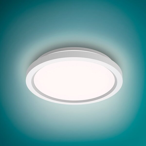 Philips LED φωτιστικό οροφής Aio RD, λευκό, Ø 30 cm, τηλεχειριστήριο, ρυθμιζόμενος, Λευκό, Διάδρομος, Μέταλλο, σύγχρονο
