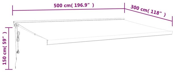 VidaXL Τέντα Πτυσσόμενη Μπλε και Λευκή 5 x 3 μ. Ύφασμα και Αλουμίνιο