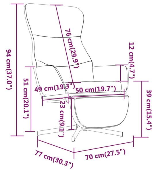 VidaXL Πολυθρόνα Relax με Υποπόδιο Μαύρη Βελούδινη