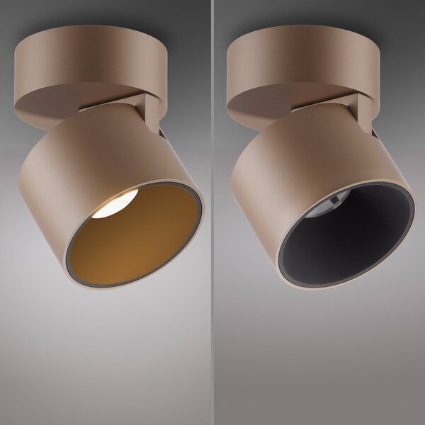 PURE LED σποτ οροφής Cup, χρώμα μπρούντζου, Ø 9,5 cm, μέταλλο, ρυθμιζόμενος, Μπρούτζινο / Αντικέ ορείχαλκου, Σαλόνι / τραπεζαρία, Μέταλλο, σύγχρονο