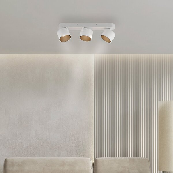 PURE LED σποτ οροφής Cup, λευκό, μήκος 56 εκ., μέταλλο, 3 λάμπες, ρυθμιζόμενος, Λευκό, Σαλόνι / τραπεζαρία, Μέταλλο, σύγχρονο