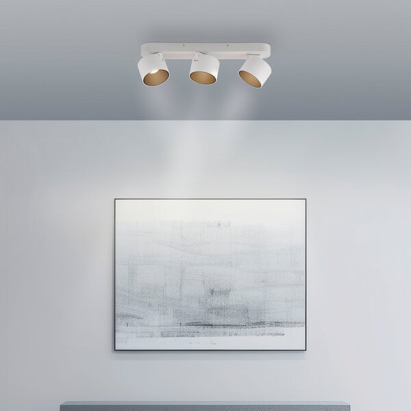 PURE LED σποτ οροφής Cup, λευκό, μήκος 56 εκ., μέταλλο, 3 λάμπες, ρυθμιζόμενος, Λευκό, Σαλόνι / τραπεζαρία, Μέταλλο, σύγχρονο