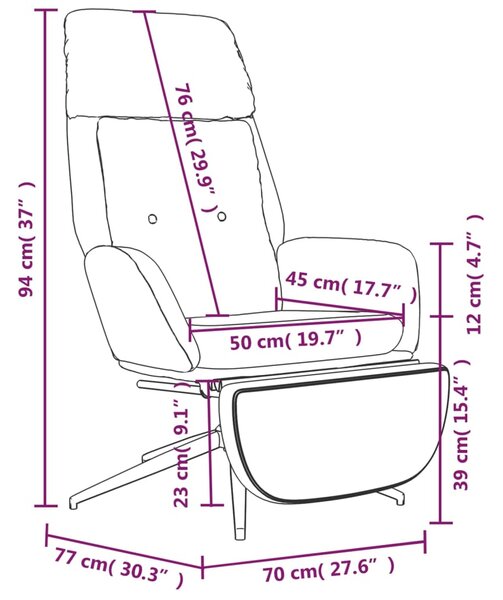 VidaXL Πολυθρόνα Relax Γκρι από Γνήσιο & Συνθετικό Δέρμα με Σκαμπό