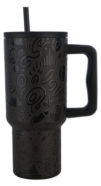 Κούπα Θερμός Με Λαβή & Καλαμάκι 900ml Estia Save The Aegean Tumbler Noir Echo 01-32098