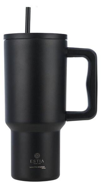 Κούπα Θερμός Με Λαβή & Καλαμάκι 900ml Estia Save The Aegean Tumbler Midnight Black 01-32111