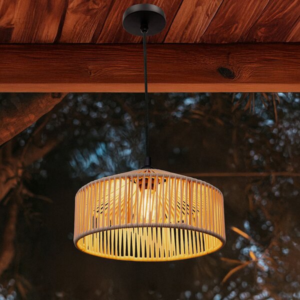 Newgarden Κρεμαστό φωτιστικό Calabardina, λευκό, σχοινί, Ø30cm, IP44, ρυθμιζόμενος, Λευκό, Ύφασμα / Κλωστοϋφαντουργία, Σκανδιναβικό