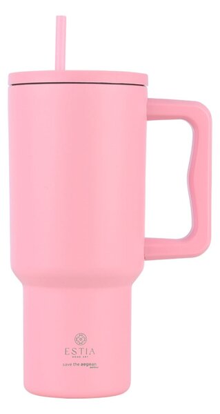 Κούπα Θερμός Με Λαβή & Καλαμάκι 900ml Estia Save The Aegean Tumbler Blossom Rose 01-32142