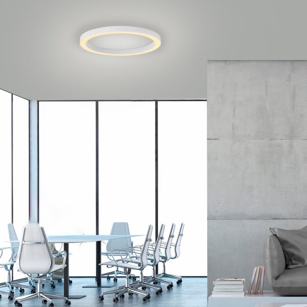 PURE LED οροφής Lines, Ø 50 cm, λευκό CCT, τηλεχειριστήριο, ρυθμιζόμενος, Λευκό, Σαλόνι / τραπεζαρία, Μέταλλο, σύγχρονο
