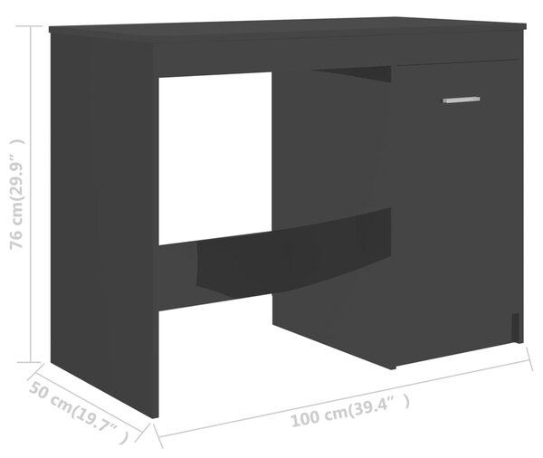 VidaXL Γραφείο Γυαλιστερό Μαύρο 100 x 50 x 76 εκ. από Μοριοσανίδα